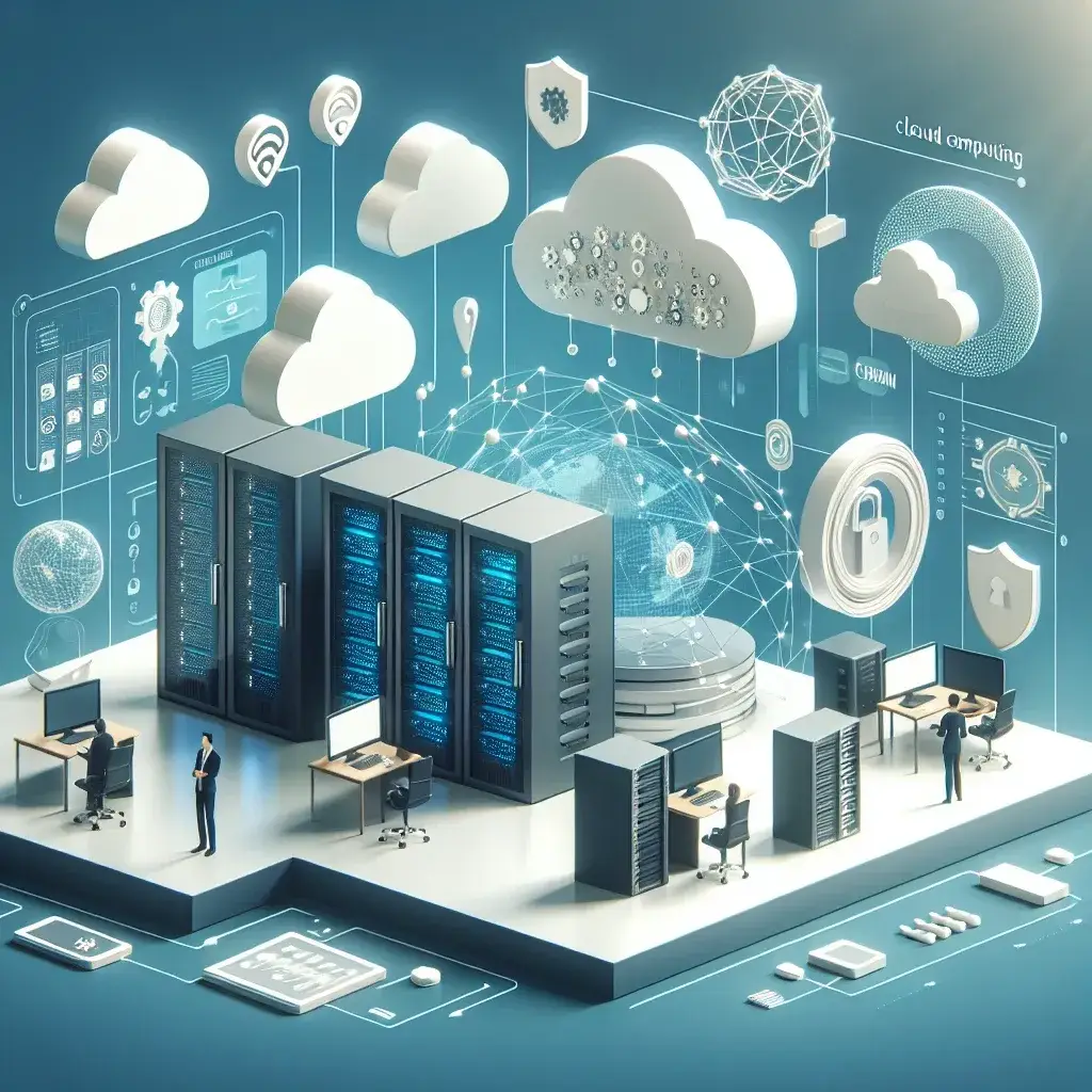 "Diagram illustrating modern IT infrastructure components including cloud computing, data centers, and network architecture, highlighting their role in supporting digital business foundations."